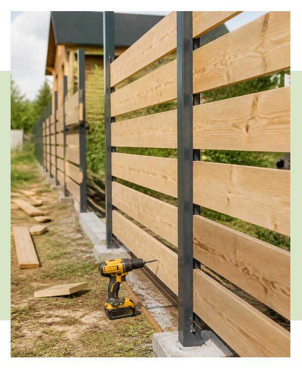 Забор из доски под ключ с монтажом и установкой в Выксе